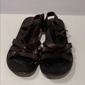 Emozioni Black/ Dark Brown Leather Sandals - Made in Italy